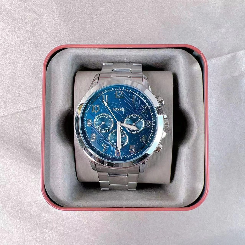 Đồng hồ nam Fo.ssil  mặt xanh lịch ngày tuần   Case 48mm, mỏng 11mm