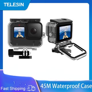  TELESIN Vỏ Bảo Vệ Ống Kính Máy Ảnh Gopro Hero 11 10 9 Dài 45M Bằng Nhựa Resin Chống Thấm Nước 