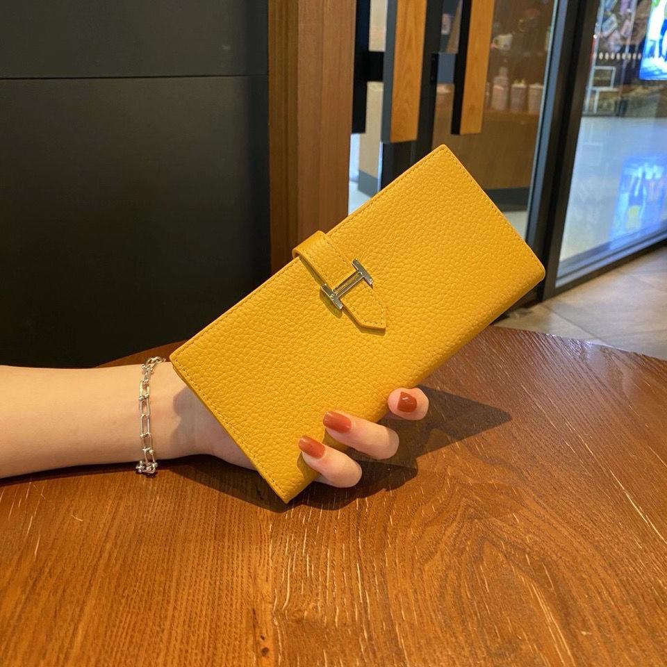 Ví Da Bò HERMES Dáng Dài Có Dây Rút Phong Cách Âu Mỹ 2022 Cho Nữ