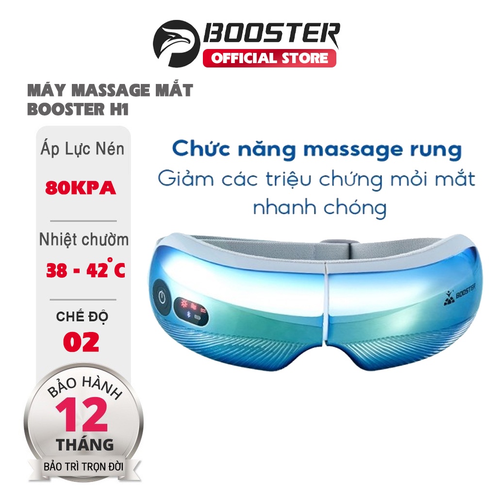 Máy Massage Mắt Cao Cấp Mỹ Booster H1 - 3in1 Rung, Áp Suất Khí Và Nhiệt Nóng Thư Giãn Massage Mắt - Quà Tặng Người Thân