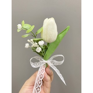 Hoa lụa , Hoa cưới tulip mix hoa linh lan cao cấp