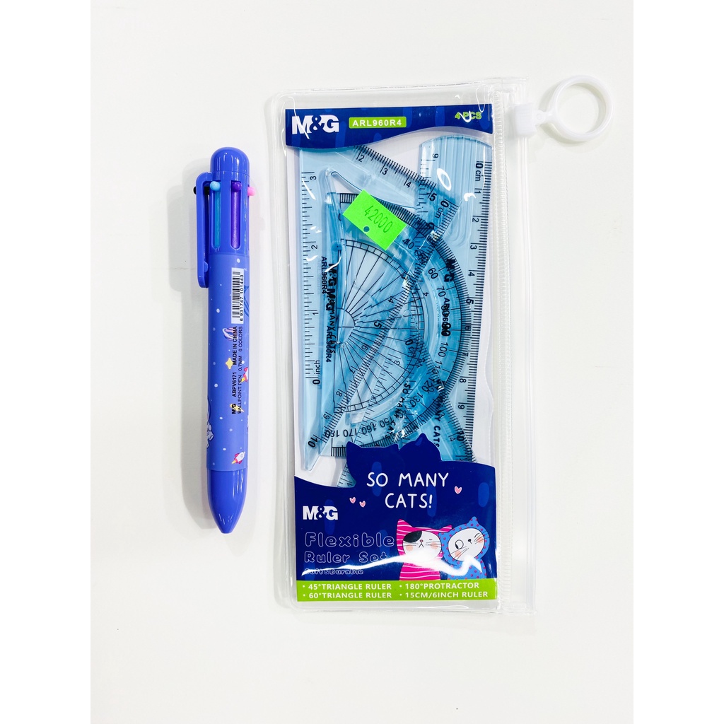 Bộ thước eke dẻo M&amp;G 4 sản phẩm So Many Cat - ARL960R4