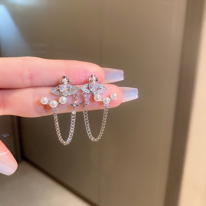 Bông Tai Tua Rua Hình Thánh Giá Đính Ngọc Trai