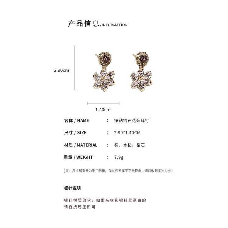 Bông Tai Hình Tròn Đính Đá Zircon Phong Cách Hàn Quốc Sang Trọng Thời Trang Cao Cấp