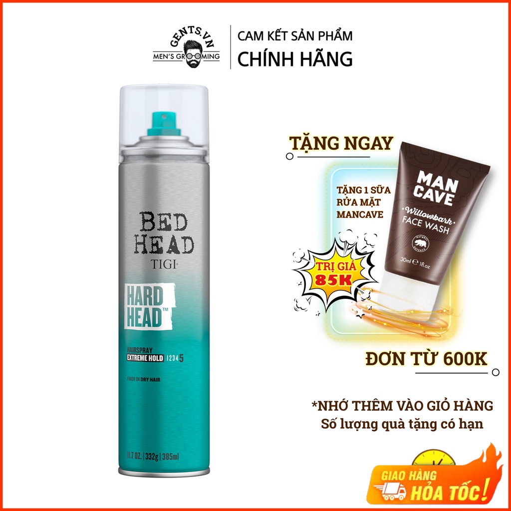 Gôm xịt tóc siêu cứng, giữ kiểu lâu bền Tigi Bed Head’s Hard Head 385ml chính hãng