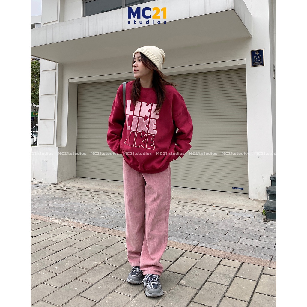 Quần baggy nhung tăm MC21.STUDIOS lưng cạp cao nữ pants bigsize Ulzzang Streetwear Hàn Quốc chất xịn Q3405