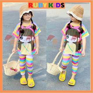 [9-22kg] Bộ đồ quần áo quần dài bé gái mẫu in hình bé thích RUBYKIDS