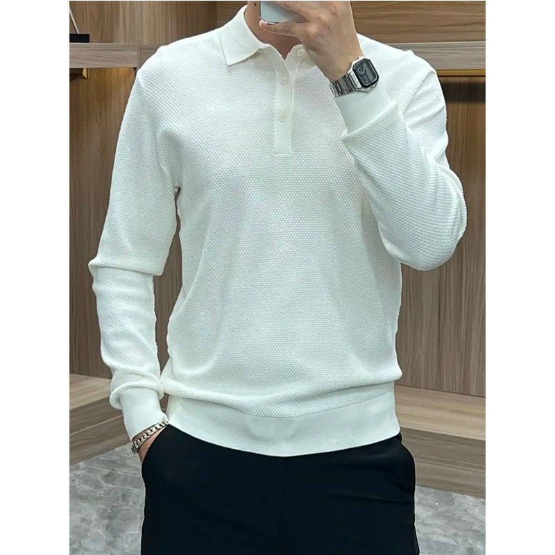 Áo Thun POLO Dài Tay Màu Trơn Thời Trang Xuân Thu Cho Nam