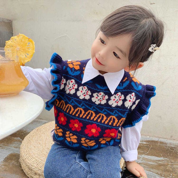 Áo Sweater Dệt Kim Không Tay Phong Cách Hàn Quốc Thời Trang Xuân Thu Mới Cho Bé Gái