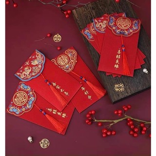 Phong Bao lì xì đỏ may mắn phối dây tua đẹp mắt