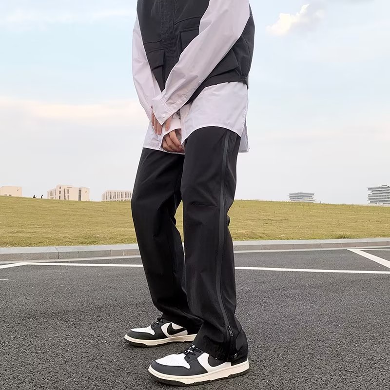 Quần Dài Ống Đứng Có Khóa Kéo Phong Cách hip hop Đường Phố Nhật Bản Cho Nam