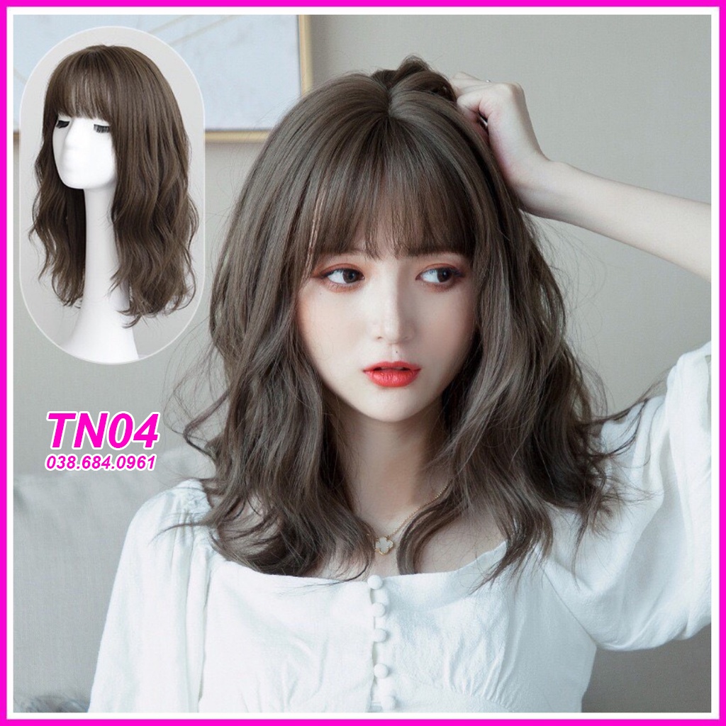 Tóc giả nguyên đầu xoăn sóng ngắn mã tặng lưới đội tóc ( Sỉ 120K) QAQ04