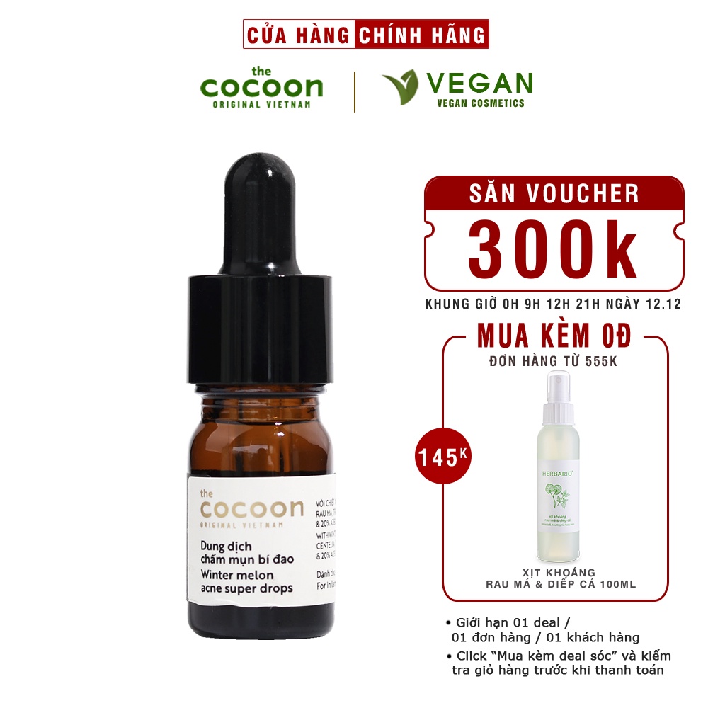 Dung dịch chấm mụn bí đao cocoon 5ml Thuần Chay