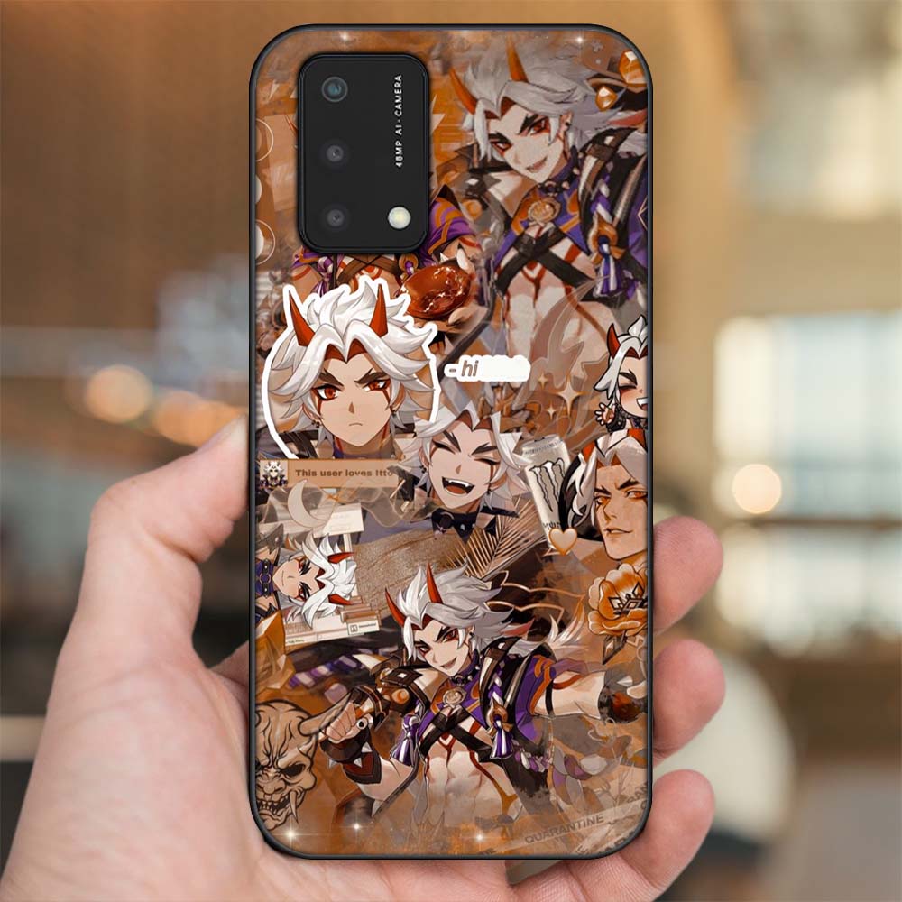 Ốp lưng Oppo A74, A93 5G, A95 viền đen in hình Arataki Itto Genshin Impact
