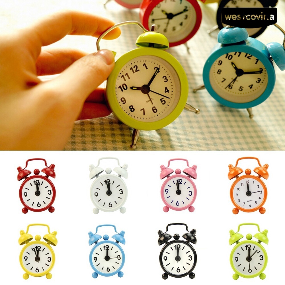 [WEST]⚘Đồng Hồ Báo Thức Để Bàn Mini Hình Tròn Kiểu Cổ Điển Dễ Thương