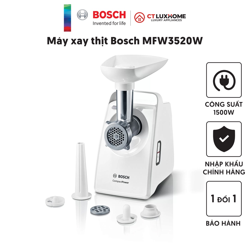 Máy xay thịt Bosch MFW3520W 1500W, 220-240V
