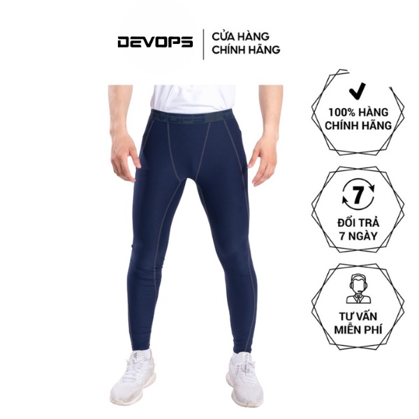 Quần legging giữ nhiệt nam DEVOPS cạp cao dáng dài chất liệu thun poly cao cấp thoải mái bóng đá tập tym yoga DEL1005