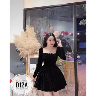 BIGSIZE Đầm nhung cổ vuông D12A