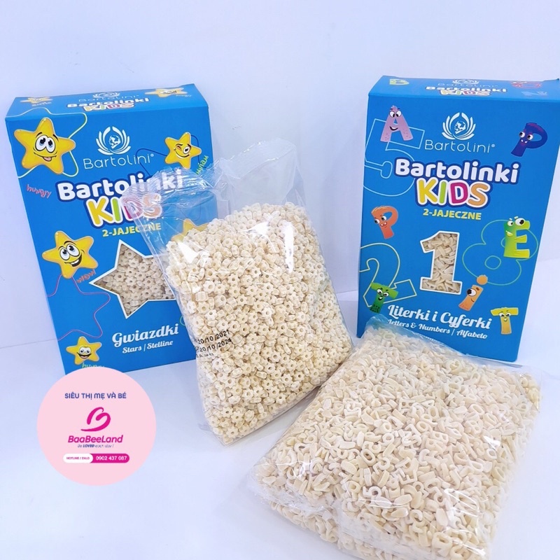 Mì nui ăn dặm hữu cơ cho bé Bartolinki Kids hình ngôi sao 250g - BAABEELAND