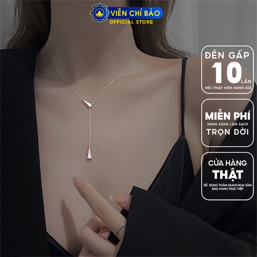 Dây chuyền bạc nữ choker tam giác đính đá chất liệu bạc 925 thời trang phụ kiện trang sức Viễn Chí Bảo D000257