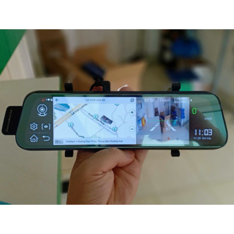 CAMERA HÀNH TRÌNH GƯƠNG Z55 CẢNH BÁO DẪN ĐƯỜNG GIẢI TRÍ ANDROI PRO