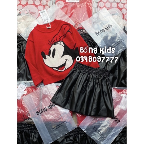 Áo Len &amp; Chân Váy Da Bé Gái Minnie DN HaM