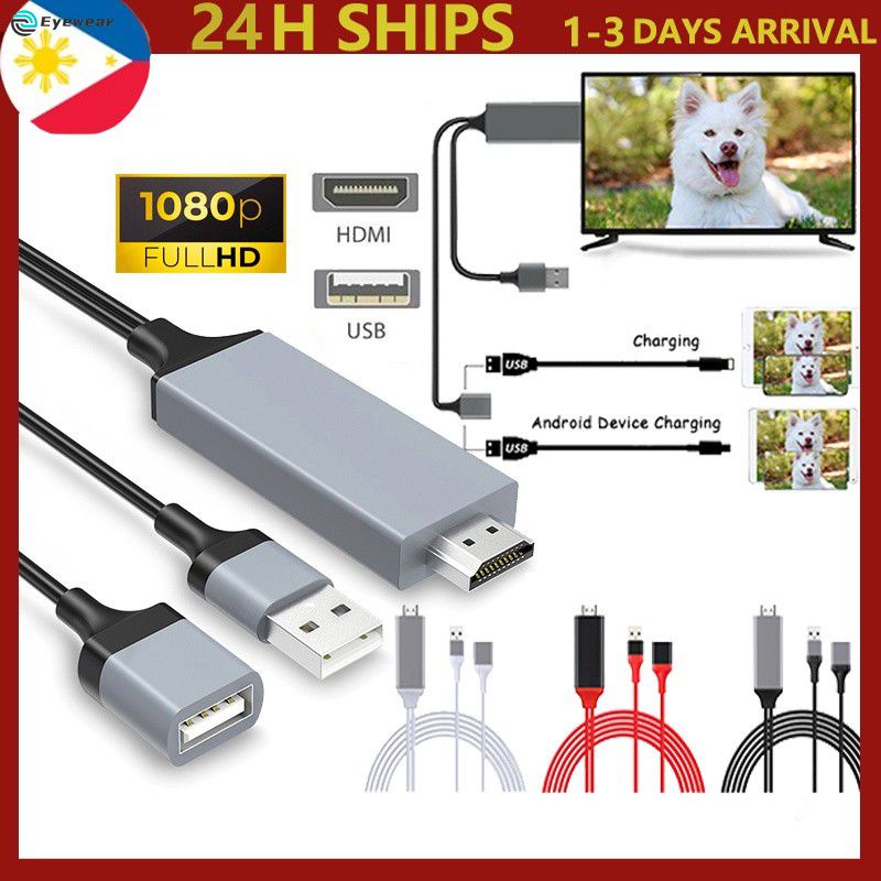Cáp HDMI Kết Nối Điện Thoại Với TV Thông Dụng Bộ Chuyển Đổi Cáp Phản Chiếu Điện Thoại Sang HDMI 1080P Mắt Android/IOS