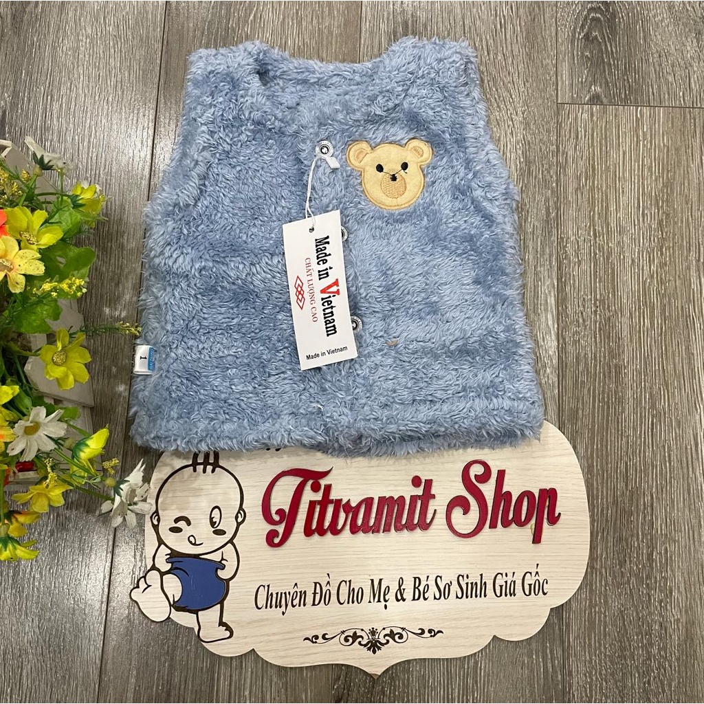 Áo gile hnkids vải lông cừu cho bé trai, bé gái