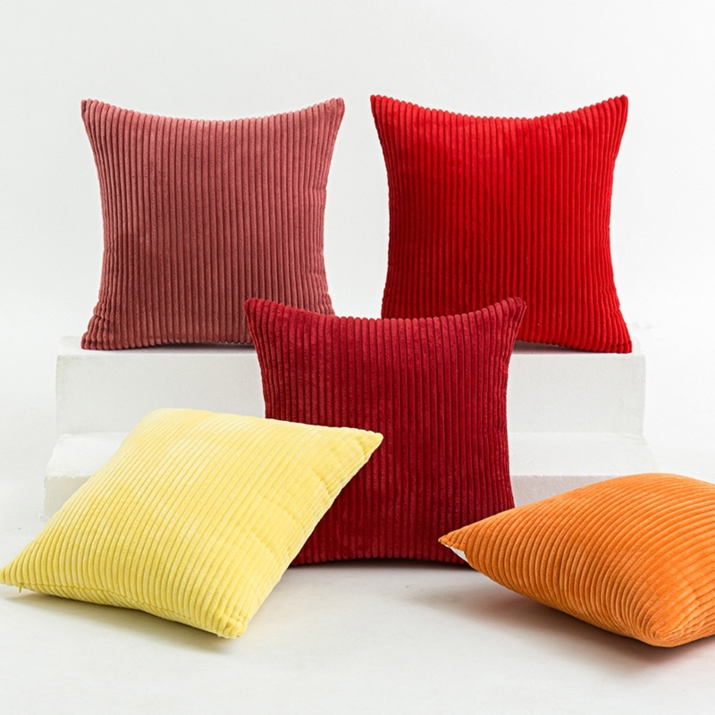 Vỏ Gối Nhung Kẻ Mềm Mại Hình Vuông 45x45cm Trang Trí Phông Nền Tiệc Ngày Lễ