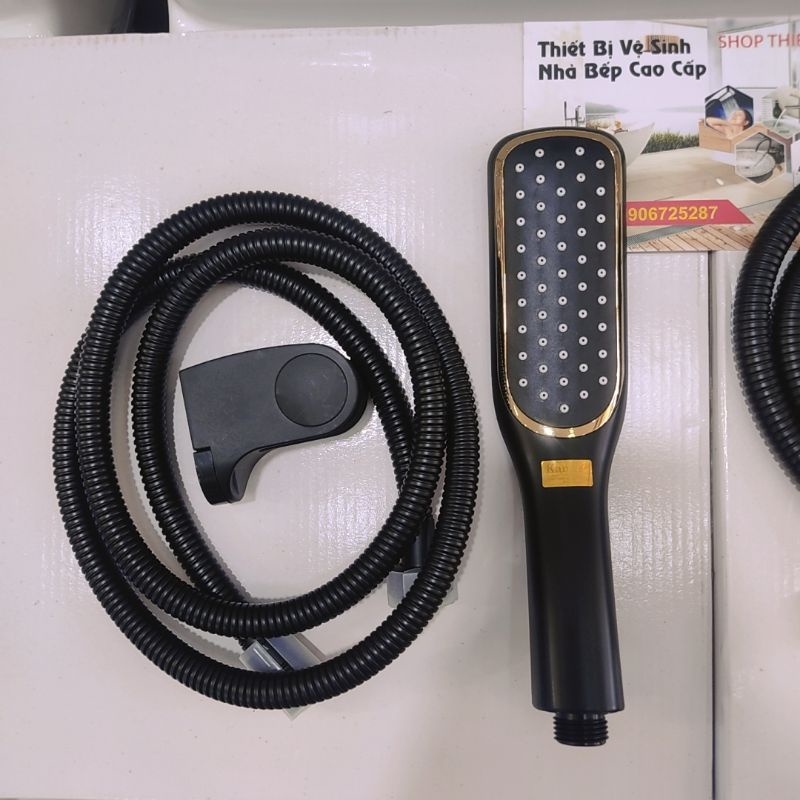 Bộ Tay Sen tắm sơn tĩnh điện màu đen 3 chế độ,tay sen màu đen dài 1 chế độ