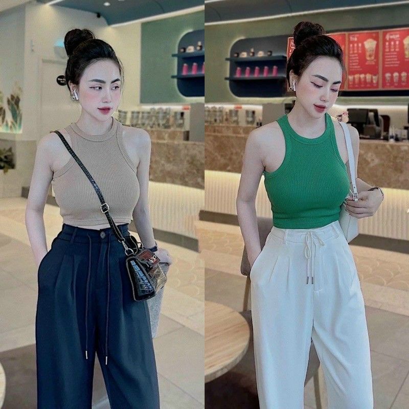 Áo Ba Lỗ Trơn LEN TĂM dáng Croptop Hàn Quốc mã A10