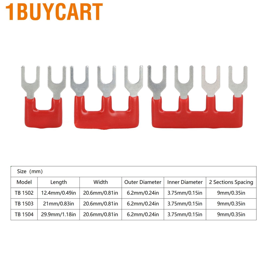 1buycart 20Pcs Jumper Block Terminal Strips Copper Conductor PVC Shell Fork Type 400V 15A Red