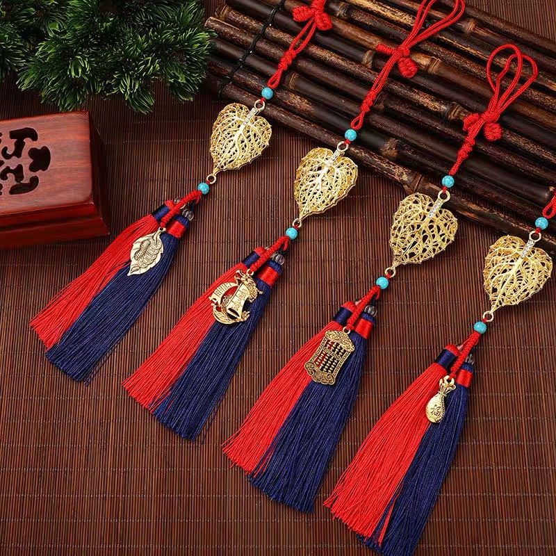 "CHUYÊN SỈ"Dây treo phong thuỷ trang trí xe ô tô-LÁ BỒ ĐỀ VÀNG - mang lại bình an cho lái xe
