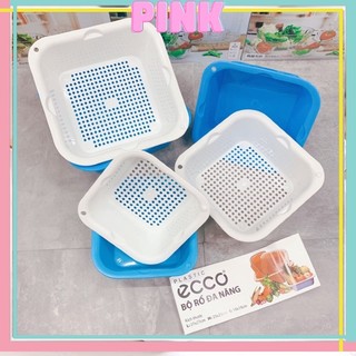 Bộ rổ nhựa kèm thau ecco 6 món pinkwish