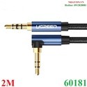 Cáp audio âm thanh aux 3.5mm bện nylon bẻ góc 90 độ dài 2m ugreen 60181 cao cấp