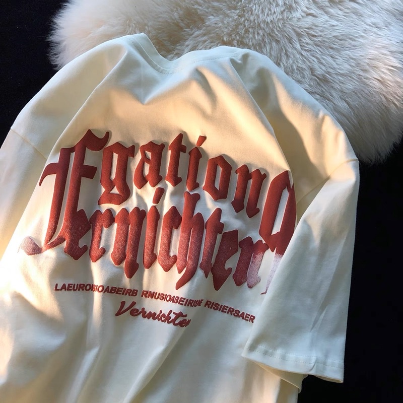 Áo thun from rộng nam nữ logo in nổi Chữ ( Fgationg ) KL Unisex