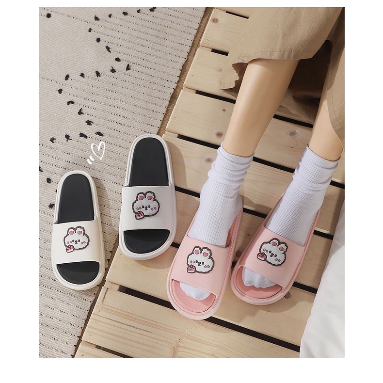 Dép đi trong nhà kiểu dáng hoạt hình dễ thương đế phẳng chống trơn trượt cho học sinh