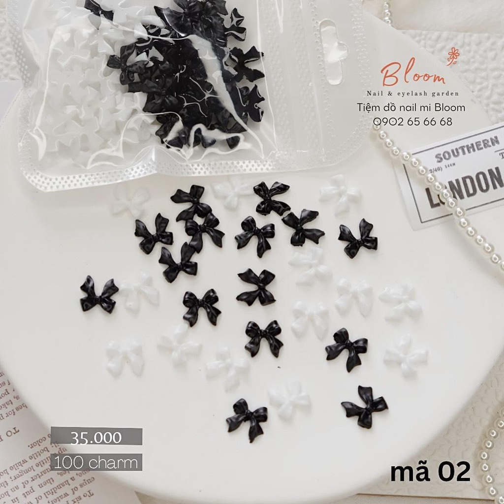 Set nơ mix trắng đen 100 charm hot trend
