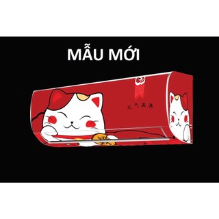 Decal dán máy lạnh, máy điều hòa MÈO THÂN TÀI full 4 mặt