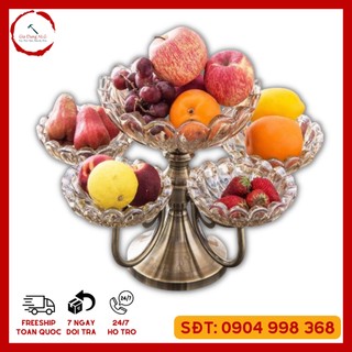 Khay Mứt Tết Cao Cấp Phong Cách Châu Âu Trang Trí Ngày Tết - Hộp đựng bánh kẹo pha lê trong suốt, xoay 360 độ