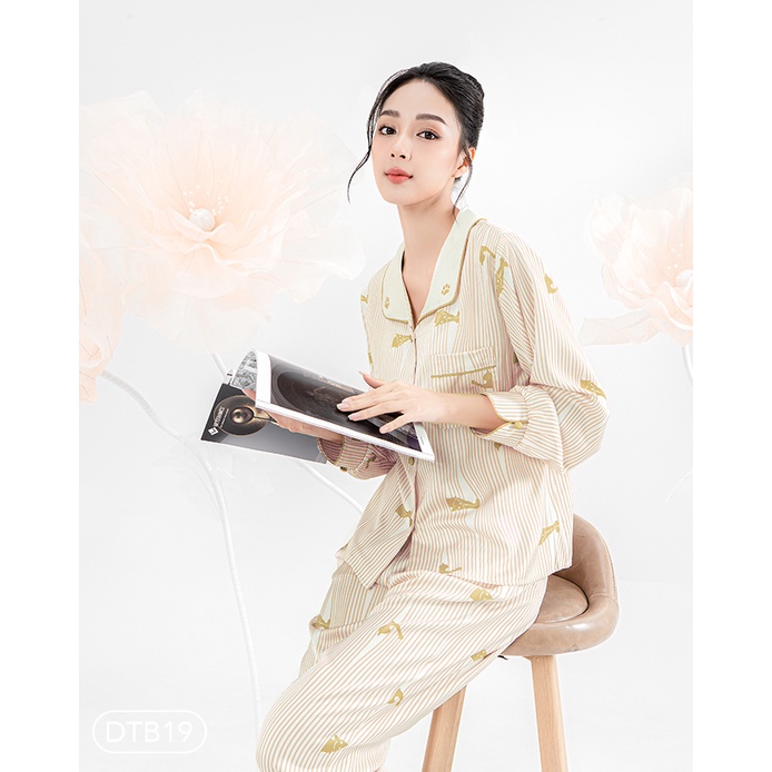 Bộ ngủ satin ZAM Luxury - DTB19 - Áo dài tay quần dài