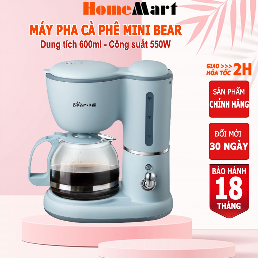 Máy pha cà phê mini Bear, máy pha cafe mini tự động dung tích 600ml, HomeMart – Hàng chính hãng bảo hành 6-18 tháng