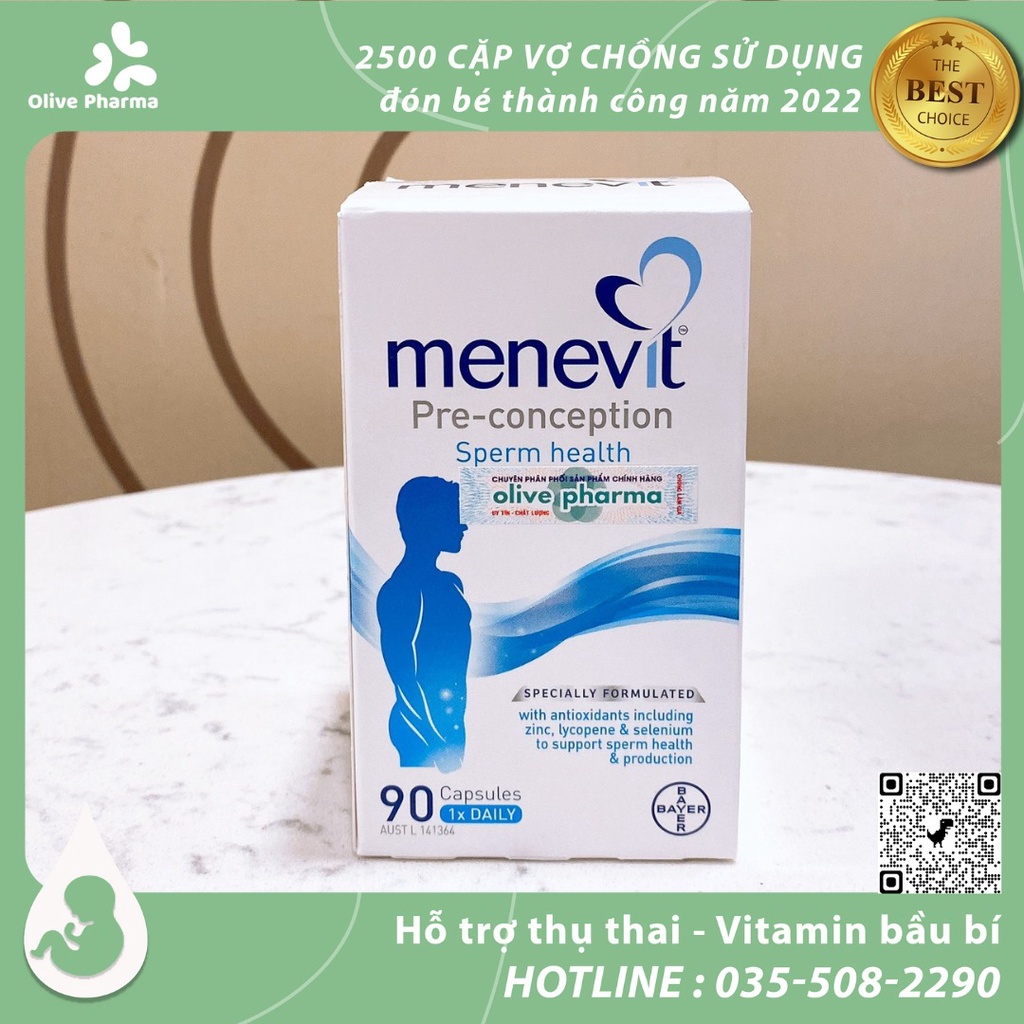 Viên Uống Menevit 90 viên, hỗ trợ có em bé , thụ thai , tăng chất lượng chiến binh