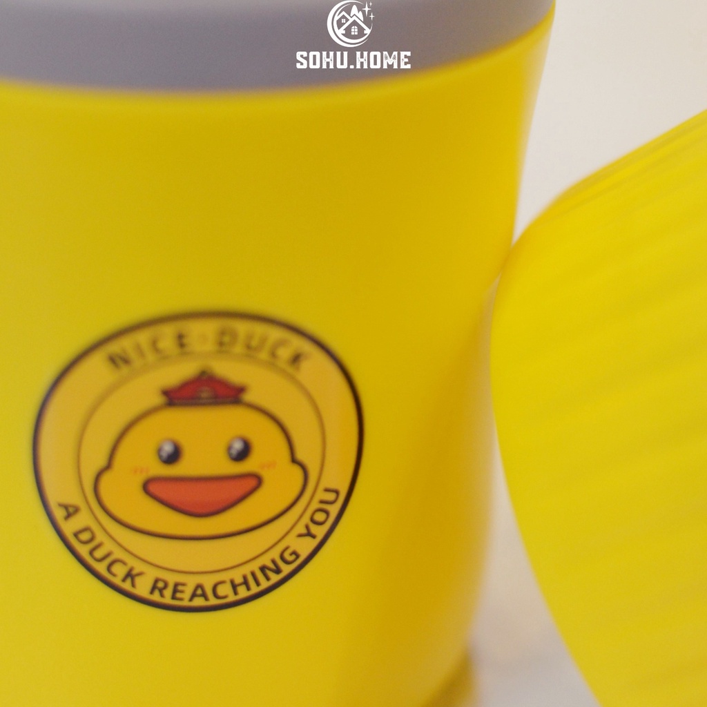 Hộp Đựng Cơm Văn Phòng Hình Vịt Vàng Sohu Ủ Cơm - Cháo - Canh Tặng Kèm Thìa Dung Tích 580ML