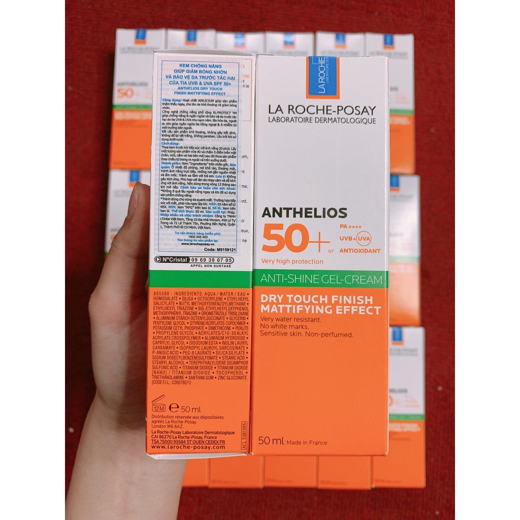 Kem Chống Nắng La Roche Posay Anthelios Anti-Shine Dry Touch Gel Cream SPF 50+ Cho Da Dầu 50ml - Adora