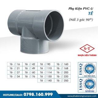 [COMBO] PVC Siêu Thành - Tê, ba chạc nối ống (60 đến 160) Nhựa Siêu Thành