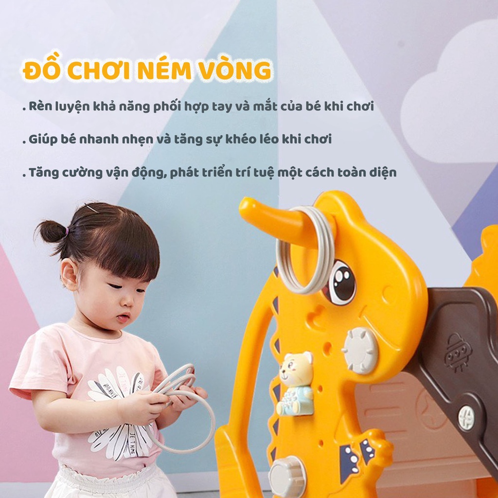 Cầu Trượt Cho Bé Cao cấp D06  khủng long và D07  Robot có có gấu phát nhạc,bóng rổ, máng trượt dài ( mẫu mới 2023)