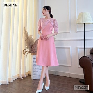 Đầm phối cổ hoa tùng xòe bemine mt6237