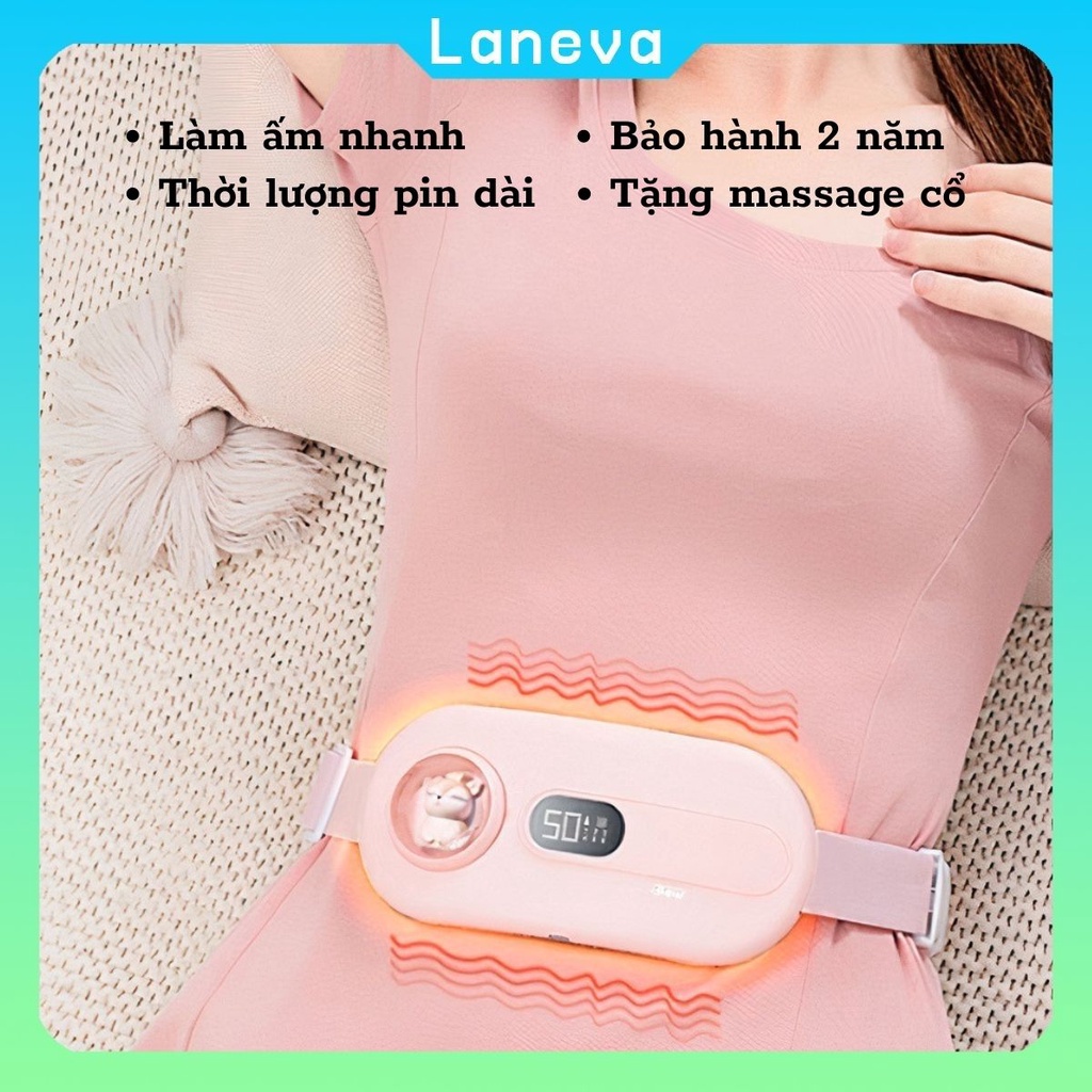 Máy Massage Bụng Chườm Nóng Giảm Đau Bụng Kinh LANEVA SWB01, Làm Nóng Nhanh Chóng, Giảm Đau Hiệu Quả, Thời Lượng Pin Dài