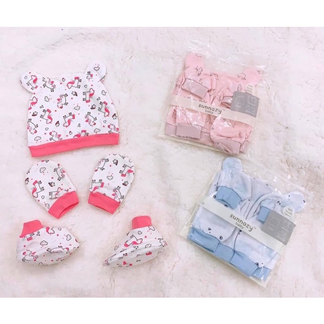Henry Store - Set Đầy Đủ Nón + Bao Tay + Bao Chân Hàng Đẹp Cho Bé Sơ Sinh Sunozy